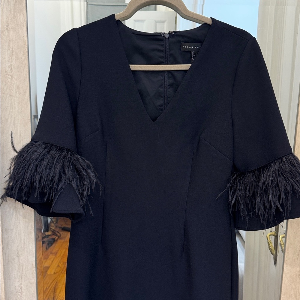 Aidan Mattox Navy Feather dress - Picture 14 of 15
